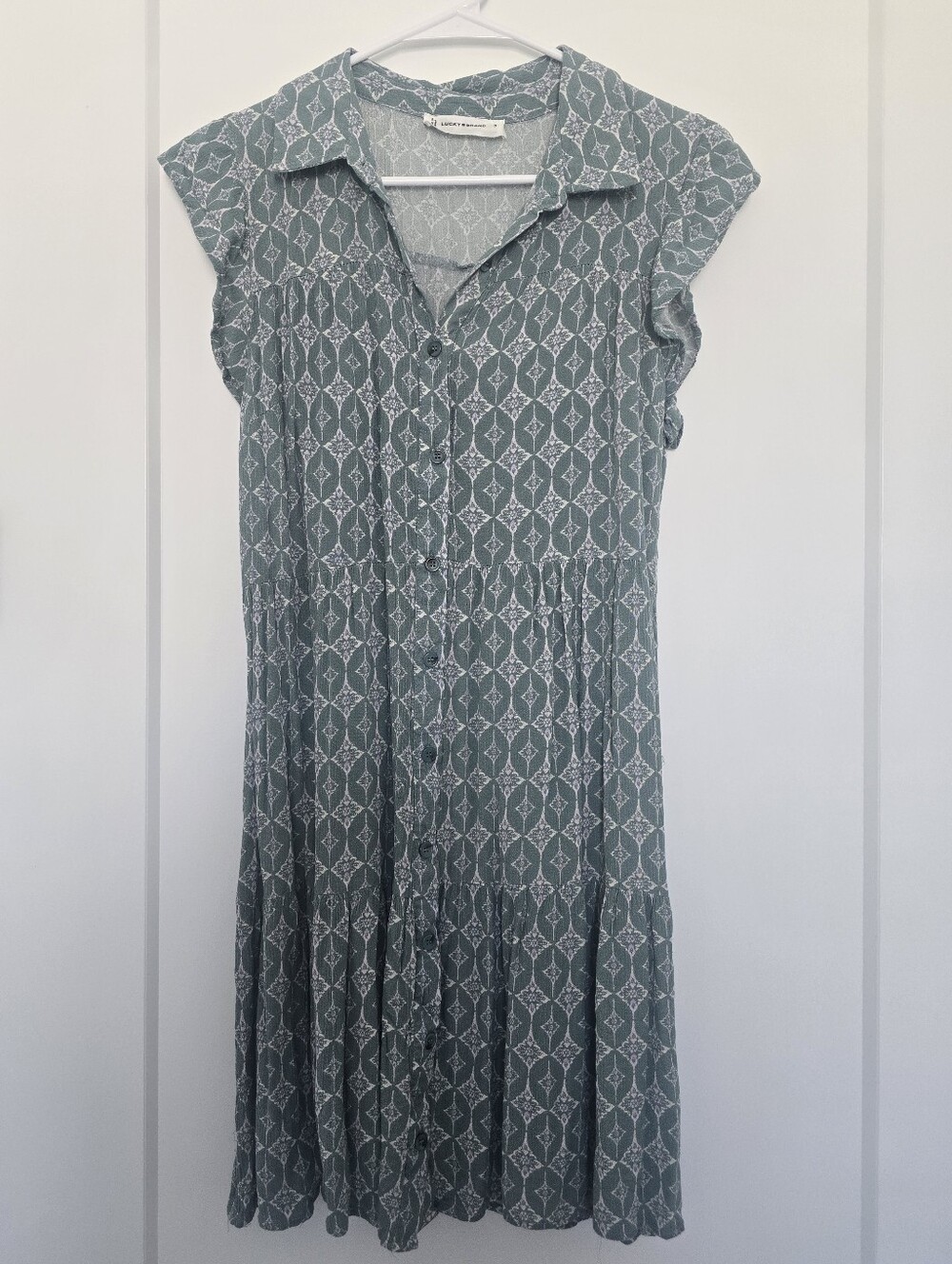 Lucky Brand Teal Printed Button-Front Dress